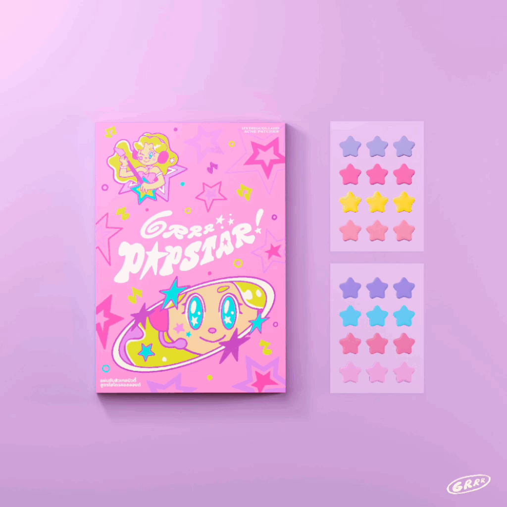 แผ่นแปะสิว grrrbeauty ลาย popstar!